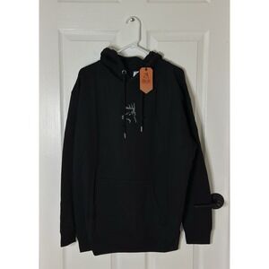 DuxBux Hunting Co Hoodie Mens L Black Sweatshirt Deer Bow Hunting Logo Sweater